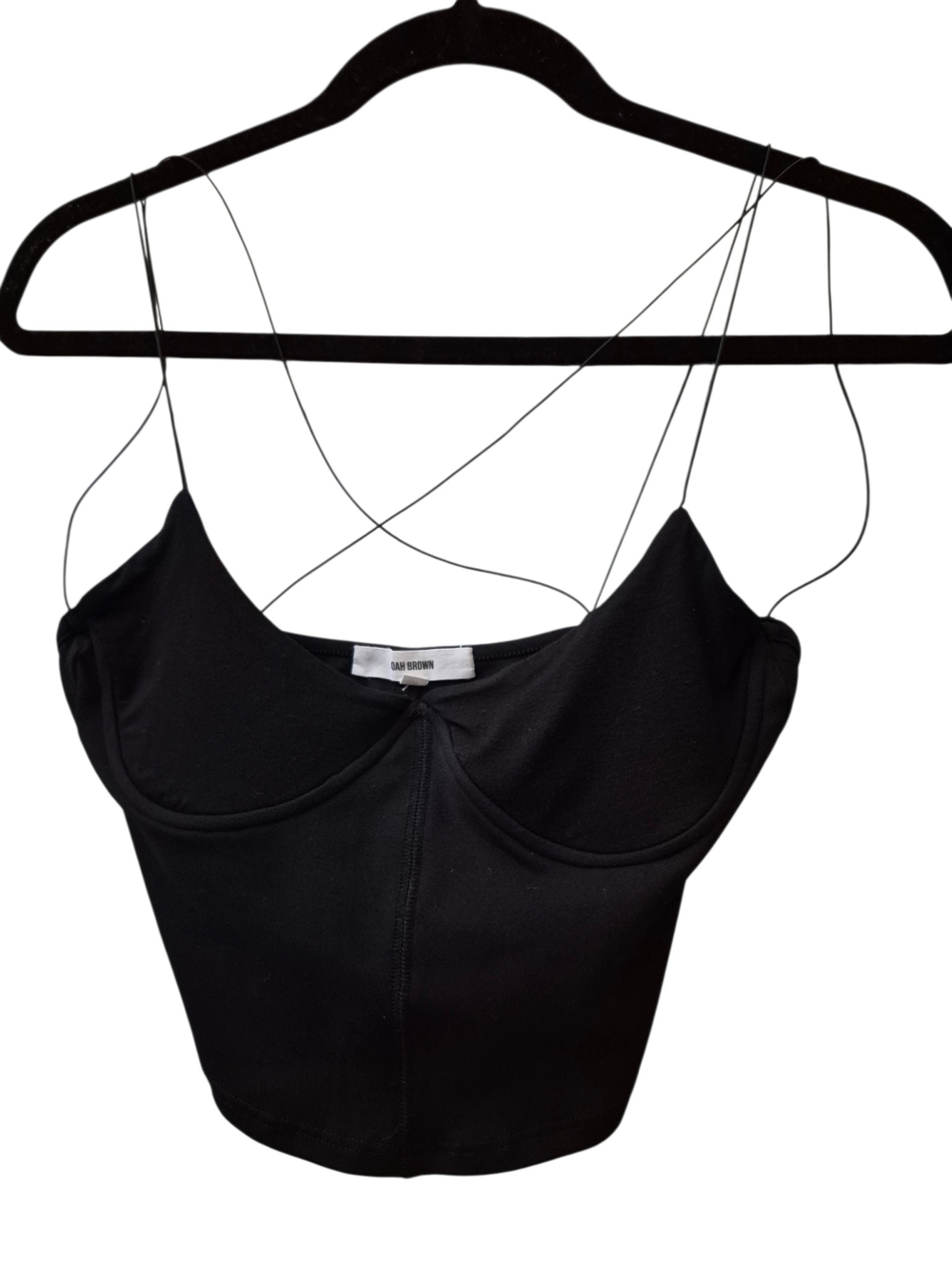 💕Joah Brown Black Strappy Bustier Crop Top S/M💕